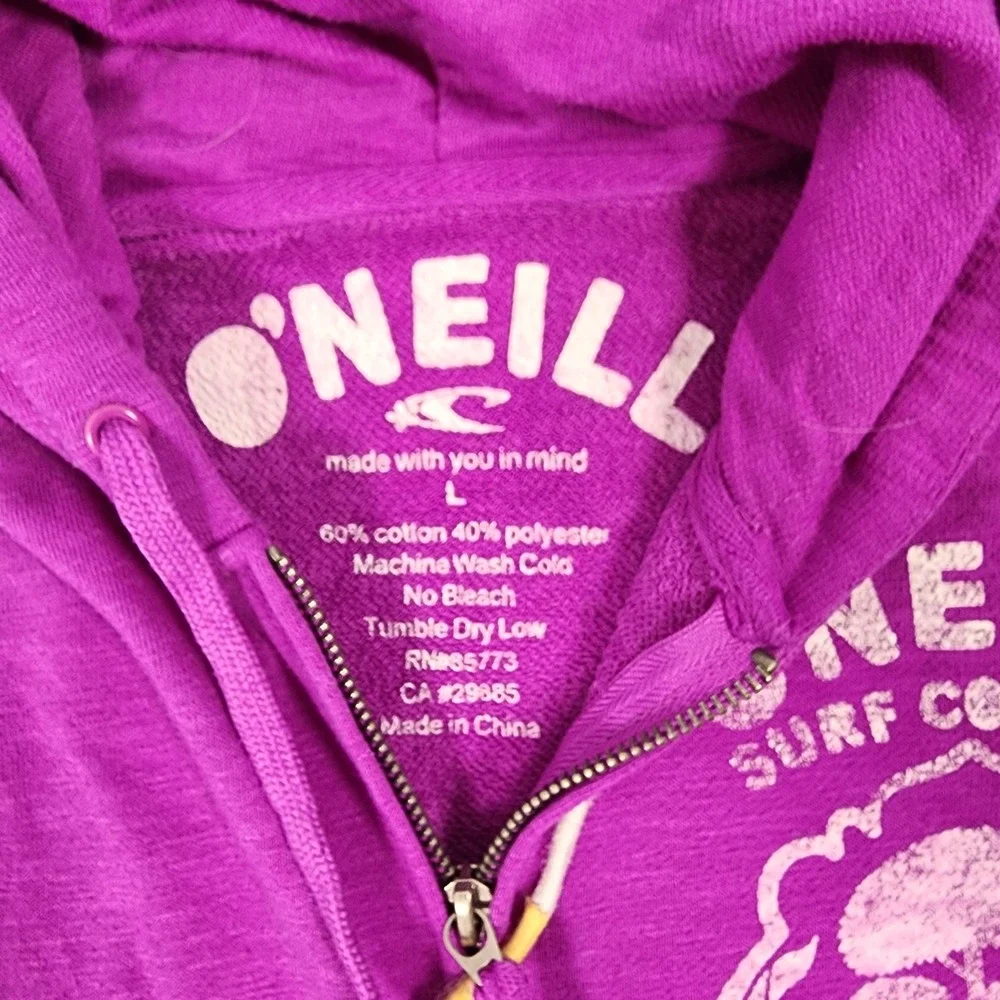 ONeill Surf Co 1952 Purple Graphic Full Zip Hoodie Womens Large RN85773 Y2K - Picture 4 of 8